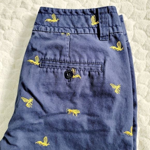 Lilly Pulitzer Pants - Vintage Lilly Pulitzer bee pants twill chinos navy embroidered 2 bugs bees retro